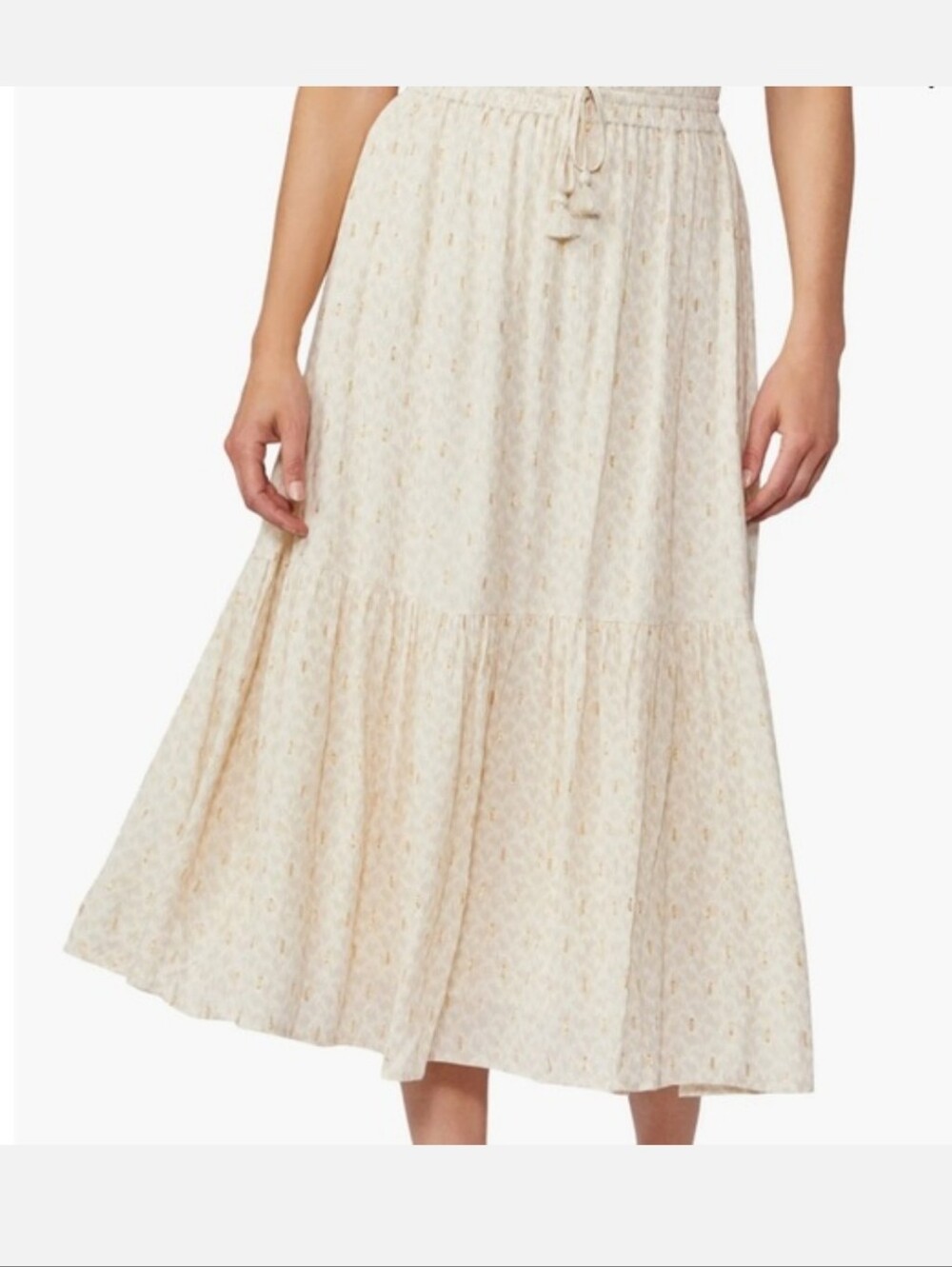 PAIGE Women's Jessalyn Midi Skirt Chic Tassel Tie Light and Airy - Size Large
